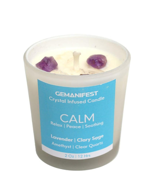 Load image into Gallery viewer, Calm Crystal Candle for Manifestation, Aromatherapy and Relaxation I Non Toxic, Vegan, Lead Free | Calm Candles for Women
