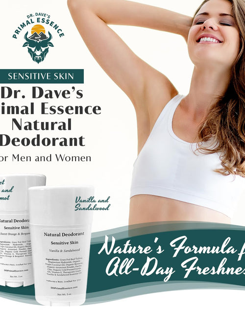 Load image into Gallery viewer, Primal Essence Sensitive Skin Natural Deodorant | Aluminum &amp; Baking Soda Free | Men and Women  (Vanilla &amp; Sandalwood)
