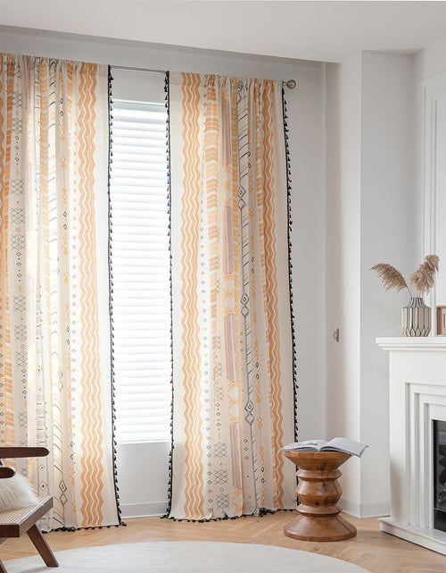 Load image into Gallery viewer, 2 Panels 84 inch Semi Blackout Living Room Darkening Curtains, Geometric Tribal Cotton Linen
