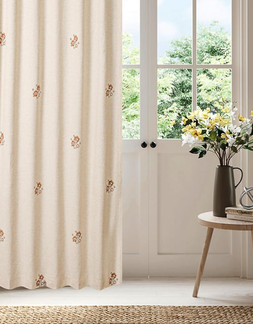 Load image into Gallery viewer, Bedding Craft Linen Curtains Drapes, Flower Print Linen Curtains, 1 Piece, Natural Brown White 50 x 84 inches)
