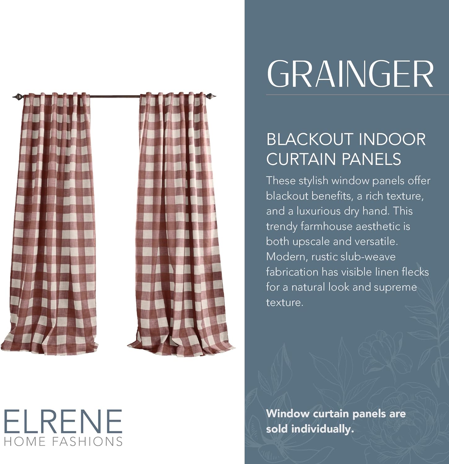 Buffalo-Check Blackout Window Curtain, Living Room and Bedroom Drape with Rod Pocket Tabs, 52" x 84", Red, 1 Panel