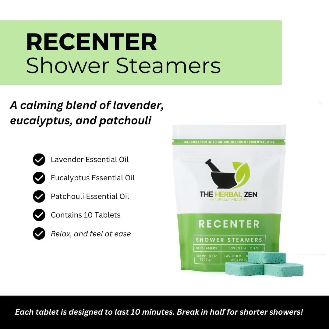 Recenter Shower Steamers Aromatherapy with Lavender and Eucalyptus Essential Oils, Bath Steamer for Women and Men