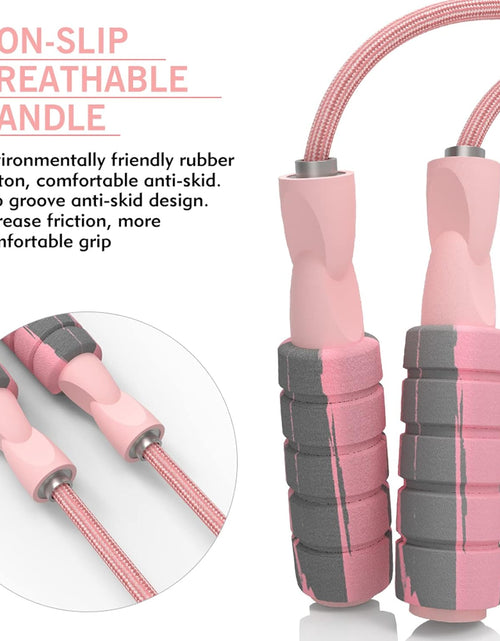 Load image into Gallery viewer, Jump Rope Cotton Adjustable Skipping Weighted Jumprope for Women, Pink
