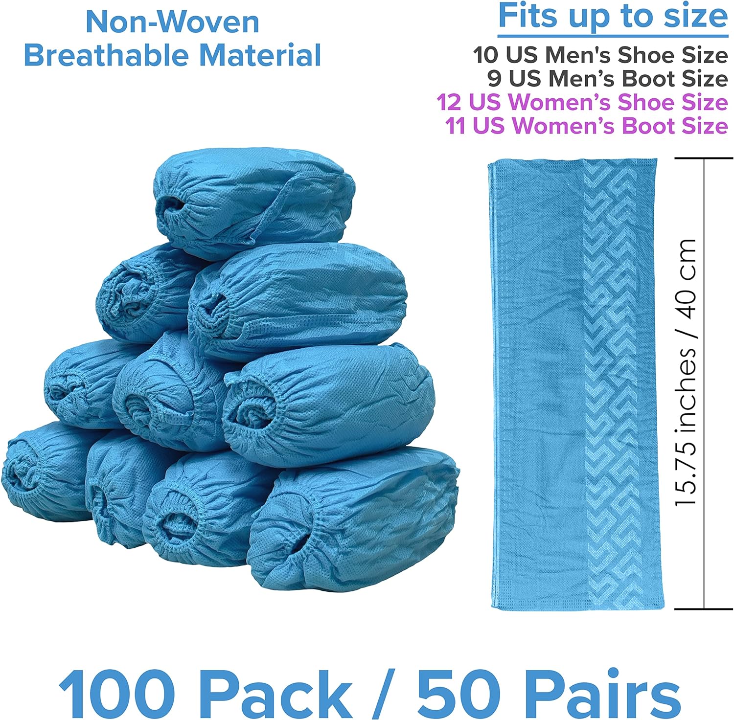 Disposable Non Slip Boot & Shoe Covers - Disposable Booties, 100 Pack, LG