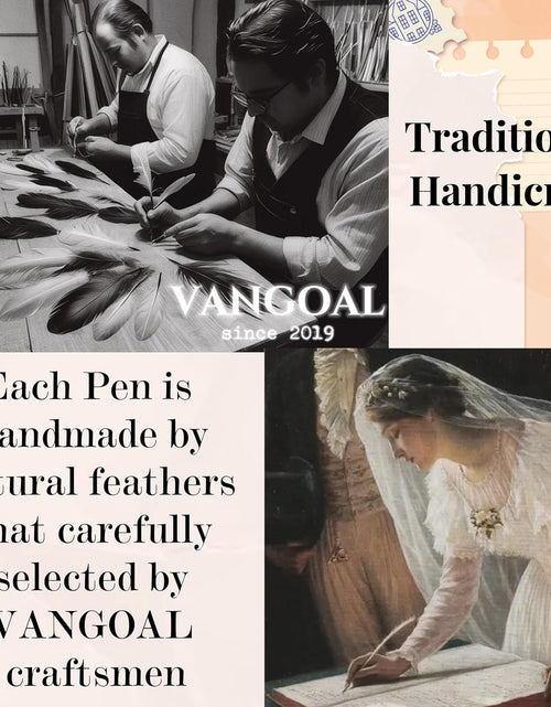 Load image into Gallery viewer, Feather Pen and Ink Set, Glittering Quill Pen Set Antique Calligraphy Dip Pen with Ink, Vintage Signature Pen (Green)
