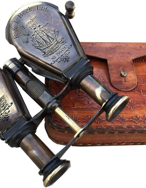 Load image into Gallery viewer, Classic Marine Spy Glass Antique London 1857 R &amp; J Beck Brass Binocular Collectibles, Antique Style Telescope Spyglass Folding Gift
