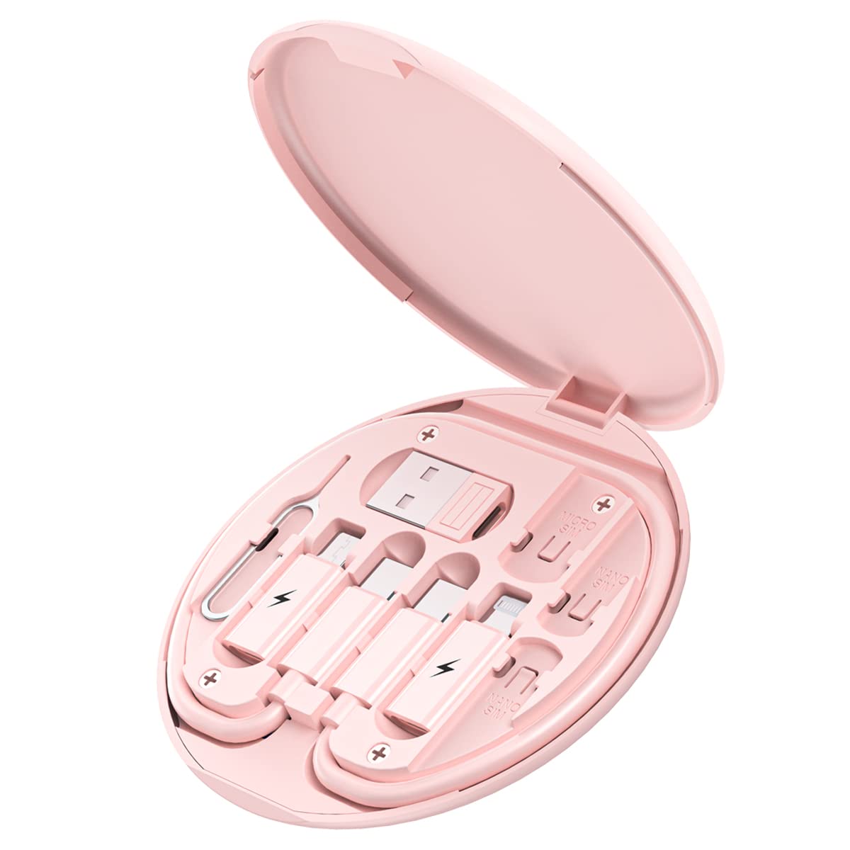 Multi USB Charging Adapter Cable Kit, USB C to Lighting Adapter Box  (Pink)