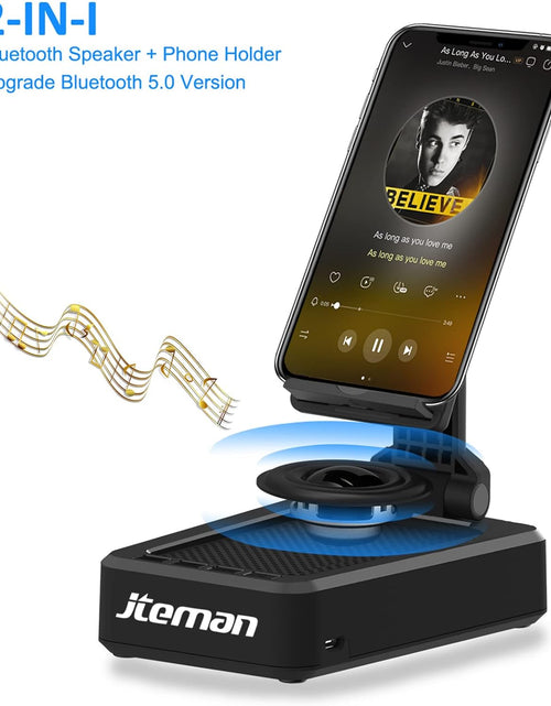 Load image into Gallery viewer, Cell Phone Stand with Wireless Bluetooth Speaker and Anti-Slip Base HD Surround Sound, Black
