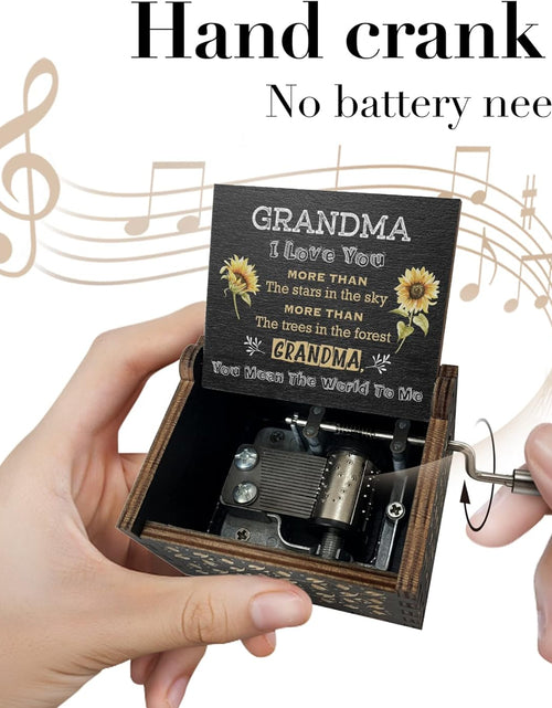 Load image into Gallery viewer, Sunflower Music Box Gifts for Grandma,Best Grandma Birthday Gift,You are My Sunshine Hand Crank Engraved Wooden Musical Boxes
