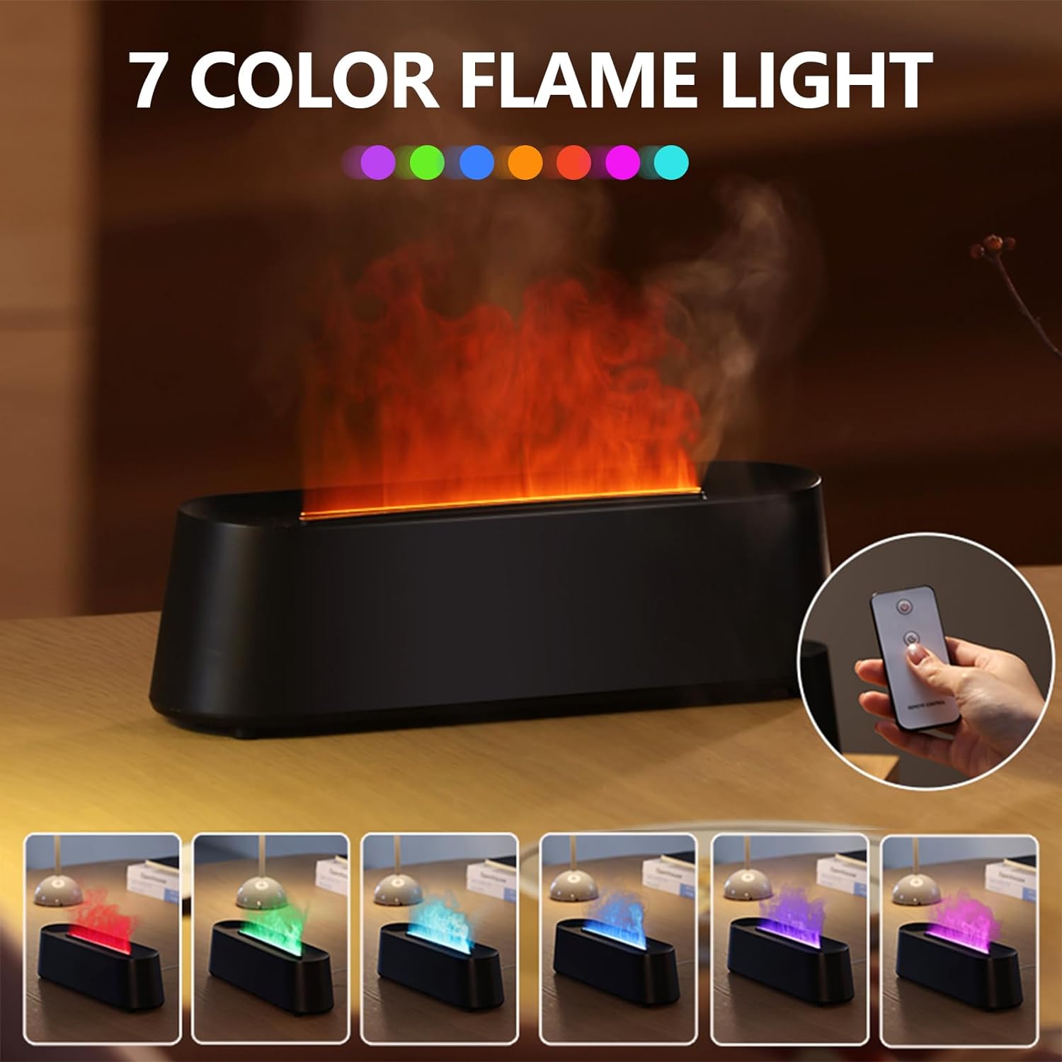 Air Humidifier with 7 Colors Light, Aromatherapy Diffuser, Oil Diffuser, Black