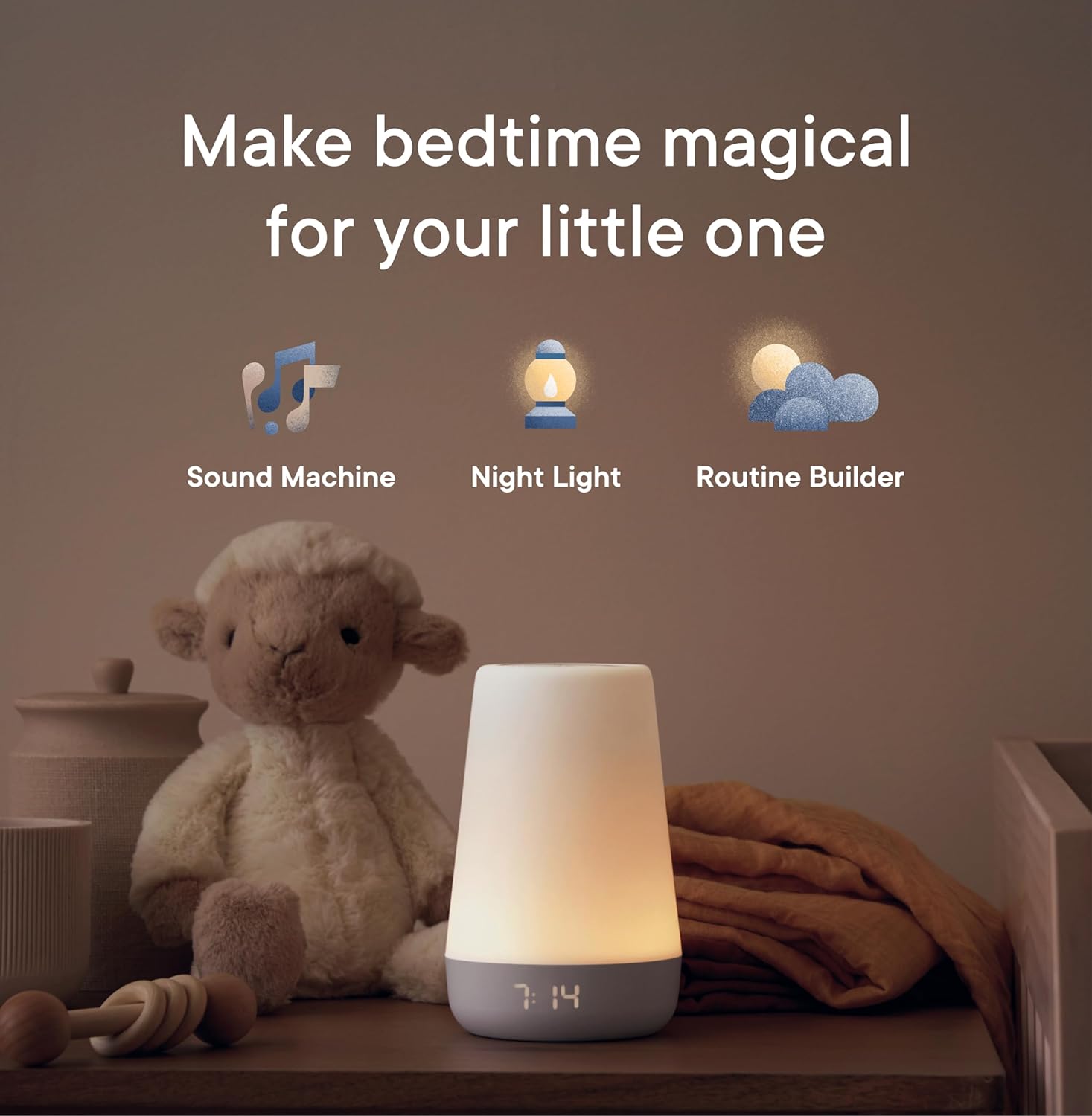 Rest Baby Sound Machine, Night Light | 2nd Gen | Sleep Trainer, Time-to-Rise Alarm Clock, White