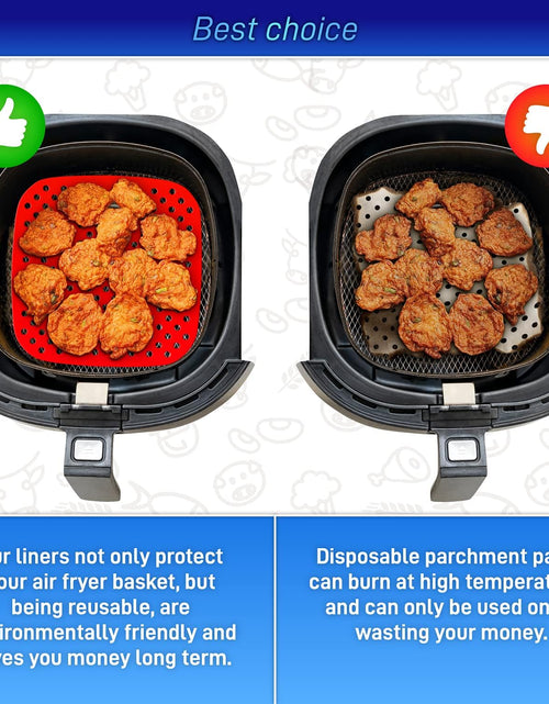 Load image into Gallery viewer, Reusable Silicone Air Fryer Liners with Air Fryer Magnetic Cheat Sheet, Easy Clean Air Fryer Accessories
