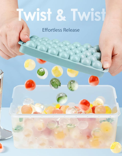 Load image into Gallery viewer, Ice Cube Tray for Freezer with Lid &amp; Bin, 0.8&quot;x66 Round Ice Cube Mold with Container (2 Trays 1 Ice Bucket &amp; Scoop)
