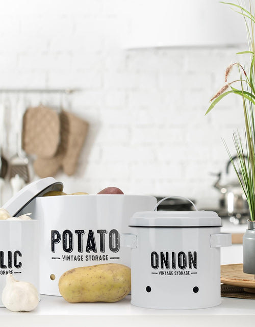 Load image into Gallery viewer, Potato Storage For Pantry, Canister Sets for the Kitchen Counter, Potatoes Storage, White
