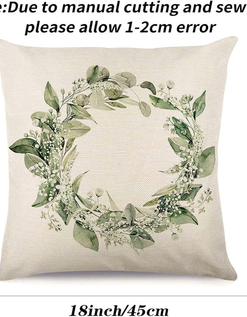 Load image into Gallery viewer, Set of 4 Decorative Spring Wreath Pillow Covers 18 x 18 Inches - Summer Floral Leaves Bless Home Linen Cushion Cases

