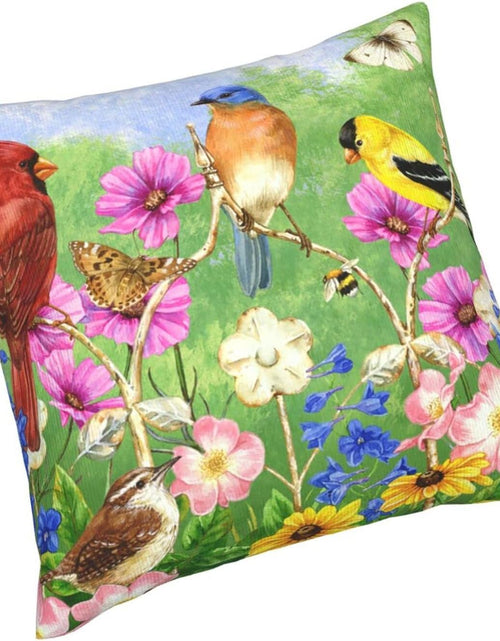 Load image into Gallery viewer, Set of 2 Rustic Flowers Birds Butterfly Spring Summer Throw Pillow Covers
