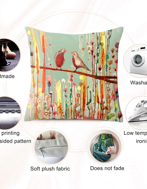 Load image into Gallery viewer, Modern Decoration Throw Pillow Covers 18x18 Set of 4 Retro Bird Flowers Throw Pillowcovers
