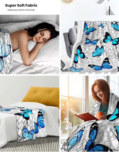 Load image into Gallery viewer, Beautiful Blue Butterfly Throw Blanket Ultra Soft Flannel Butterflies Blanket Gifts for Kids Adults 50&quot;X40&quot;
