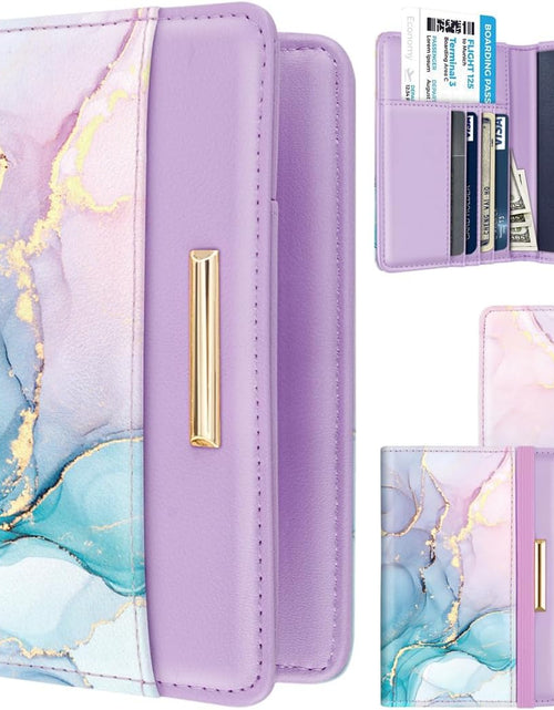 Load image into Gallery viewer, Passport Holder Cover Travel RFID Blocking Passport Cover Wallet with Elastic Band for Women, Gradien Marble
