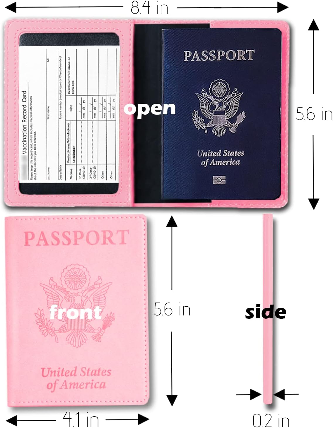 Leather Passport Holder Covers Case, Passport Book Wallet Card Slot Luggage Tag, Pink