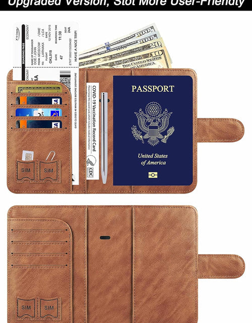 Load image into Gallery viewer, Airtag Passport Holder Cover Wallet Travel Essentials with Rfid Blocking Case, Brown
