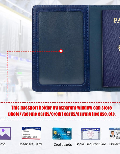 Load image into Gallery viewer, Passport Holder for Travel, Slim Passport Cover for Women Men, Leather Passport Case, Dark Blue

