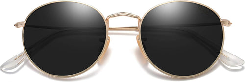 Load image into Gallery viewer, Small Round Polarized Sunglasses for Women Men Classic Vintage Retro Shades UV400 (Bright Gold Grey)
