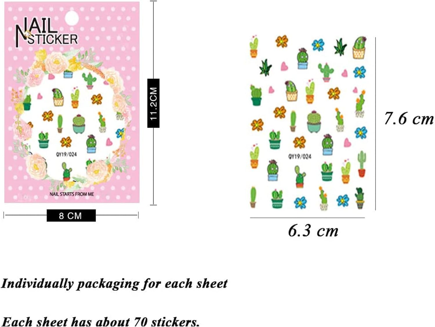 2 Sheets 3D Self-adhesive DIY Nail Art Decoration Set Including Flowers Leaves Animals Plants Fruits