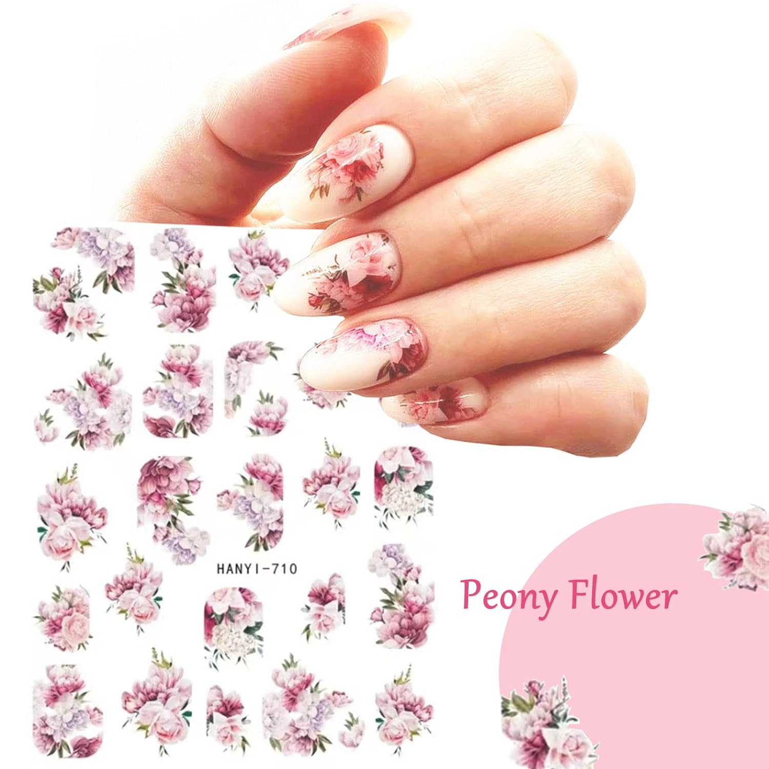 9 Sheets Flower Nail Art Stickers Decals 3D Self-Adhesive Nail Decals Spring Floral