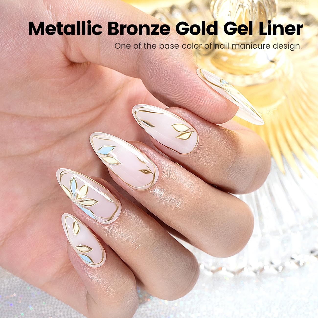 Metallic Nail Art Gel Liner Bronze Gold Mirror Chrome 3D Effect Gel Nail Polish 8ml