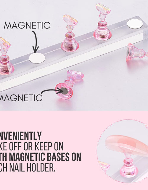 Load image into Gallery viewer, Nail Stand for Press On Nails Display Practice Art Magnetic Fake Nail Holder, Clear/Pink
