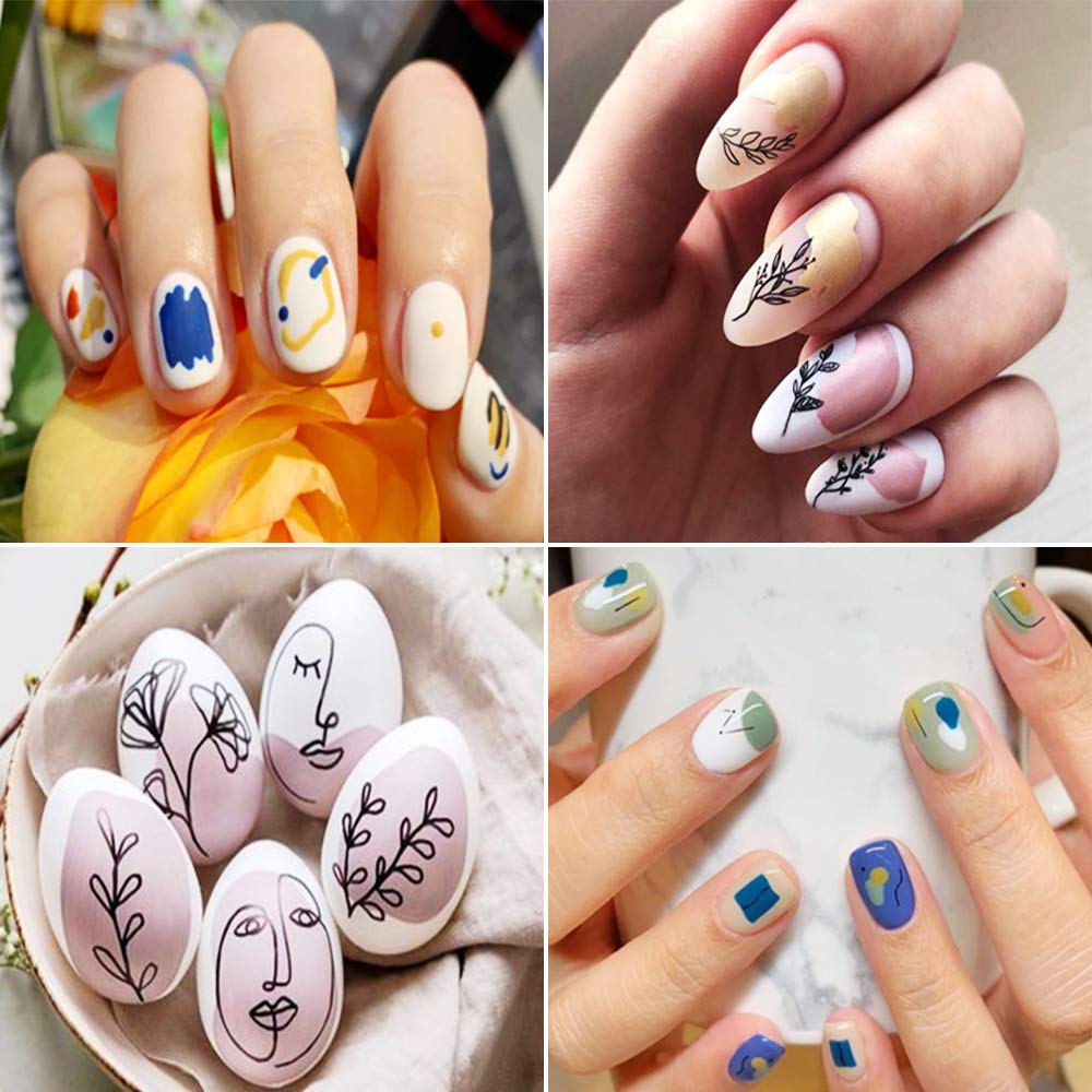 Graffiti Fun Nail Art Stickers, Abstract Nail Decals 3D Self-Adhesive, 6 Sheets