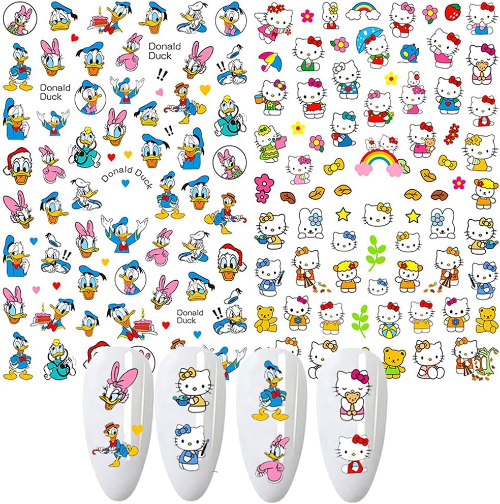 Cute Cartoon Nail Decals 3D Self-Adhesive Nail Art Supplies Designer Nail Stickers