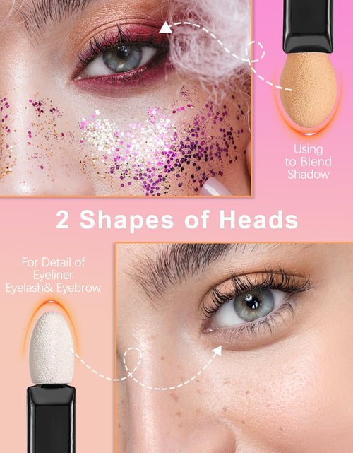Load image into Gallery viewer, 50pcs Disposable Eyeshadow Brush with A Container Sponge Makeup Applicators Cosmetic Tool Dual Sides Eye Shadow Brush
