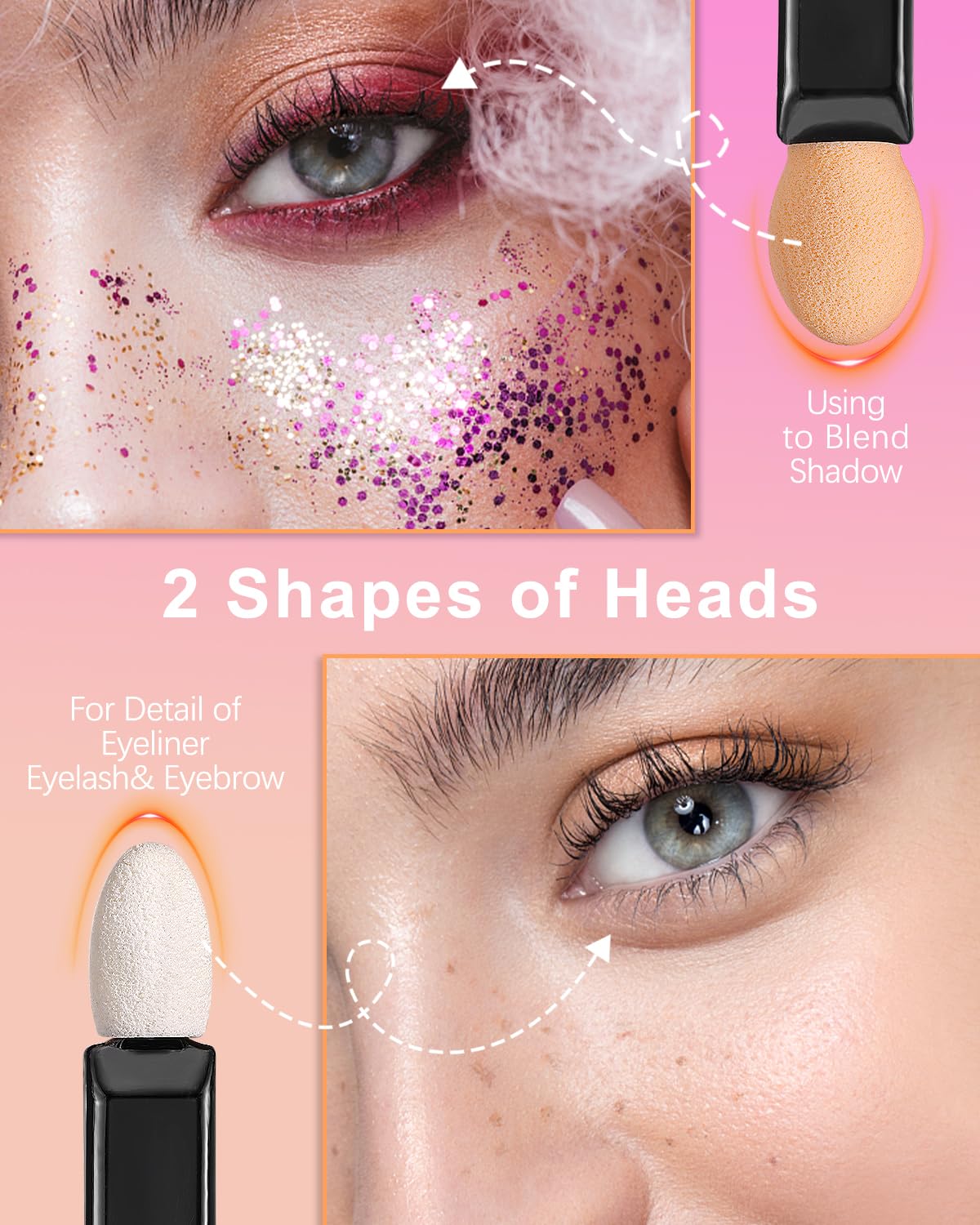 50pcs Disposable Eyeshadow Brush with A Container Sponge Makeup Applicators Cosmetic Tool Dual Sides Eye Shadow Brush