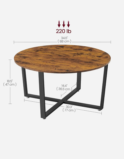 Load image into Gallery viewer, Coffee Table - Distressed Gray Oak Finish, Round, Black Metal Frame, Beige, Wood, Rustic

