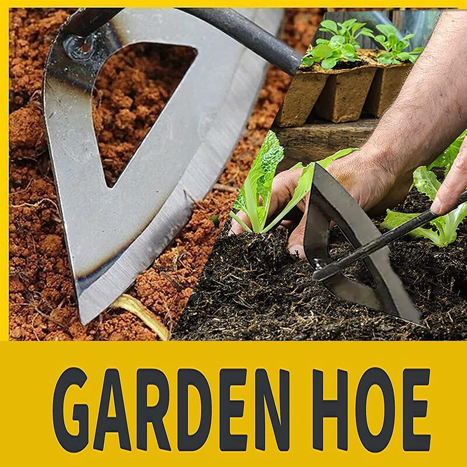 2 Pieces Durable All-Steel Gardening Hand Tools Hoe