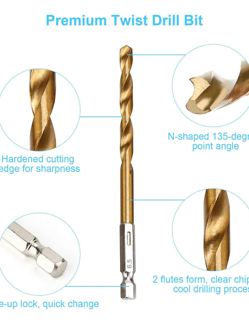 Load image into Gallery viewer, 19PCS Premium Hex Drill Bit Set, Titanium Drill Bits Set 1/16&quot;-1/4&quot;
