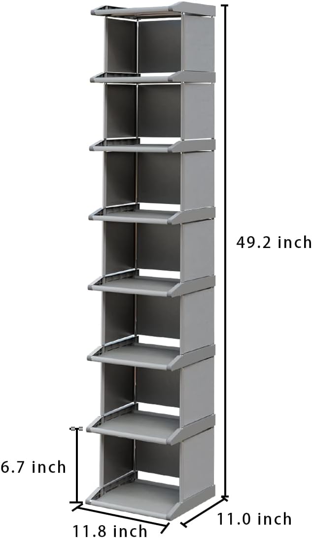 8 Tiers DIY Narrow Stackable Free Standing Shoes Storage Tall Organizer Vertical Entryway Hallway Shelf