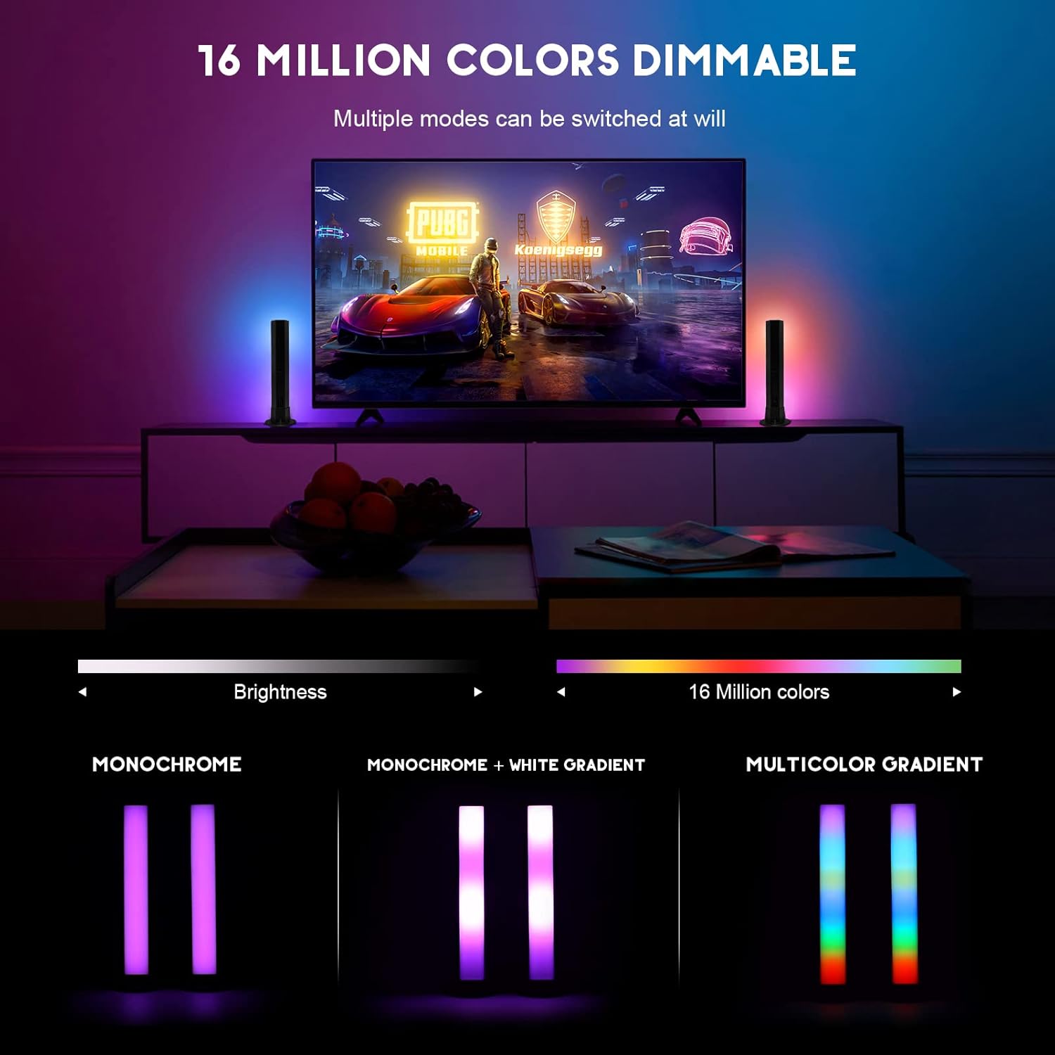 RGB Light Bars, Smart Light Bar with Scene Modes and Music Modes, Ambient Lighting TV Backing, RGB