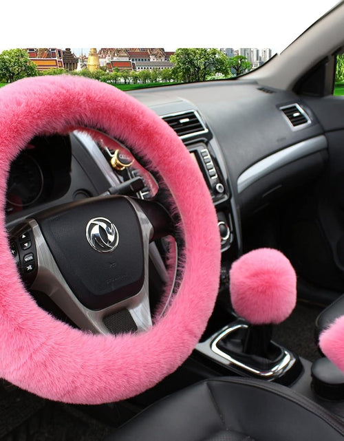 Load image into Gallery viewer, 6pcs/Set Soft Fluffy Faux Wool Steering Wheel Cover &amp; Seatbelt Shoulder
