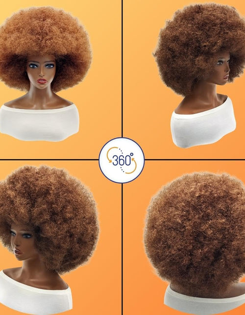 Load image into Gallery viewer, Afro Wigs for Black Women Short Curly Afro Kinky Wig 70s Funny Large Bouncy Fluffy Puff Wigs, Brown
