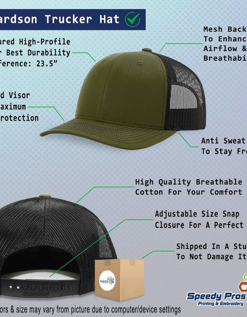 Load image into Gallery viewer, Richardson Trucker Hat Cow Skull A Embroidery Polyester Baseball Cap (Loden Black Design Only)

