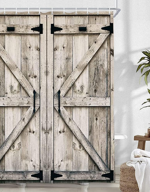 Load image into Gallery viewer, Rustic Wooden Vintage Farmhouse Wooden Country Barn Door Shower Curtain,  60X70in
