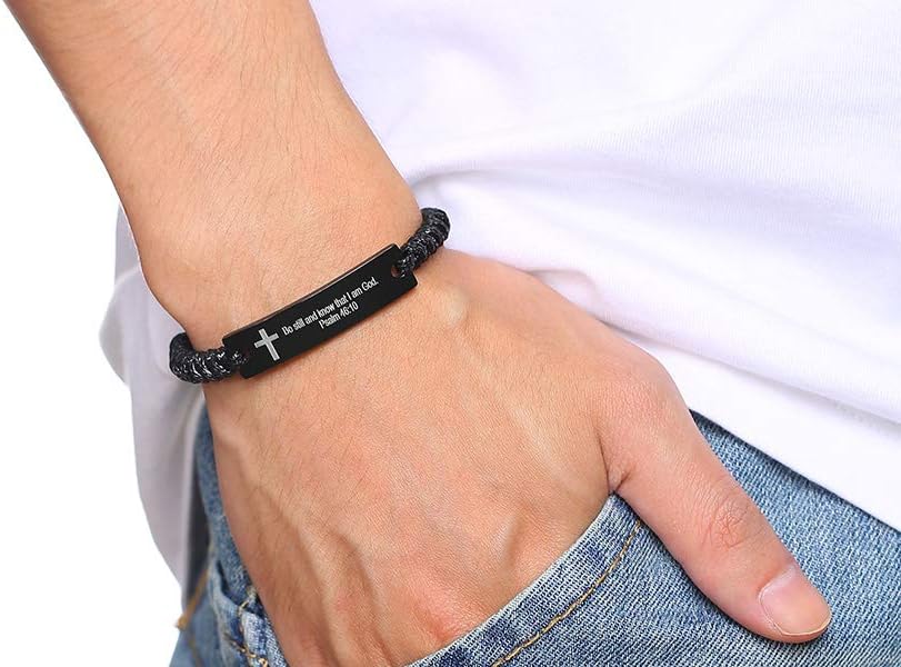 Religious Bible Verse Bracelet Scripture Quotes Inspirational Bracelet Faith Christian Adjustable Cord (Matthew 28:20)