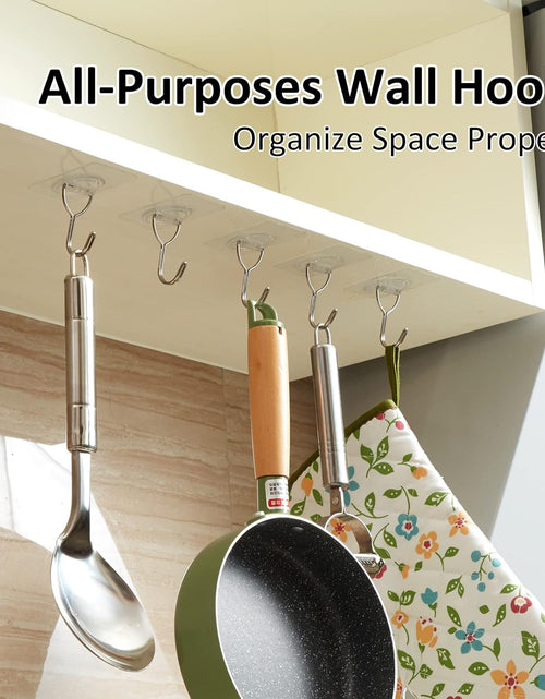 Load image into Gallery viewer, 8PCS Adhesive Wall Hooks Sticky Hooks - Hanging Up to 11Lbs (5Kg), Small Stick on Hooks, Self Adhesive 204 Stainless Steel Hooks (Clear)
