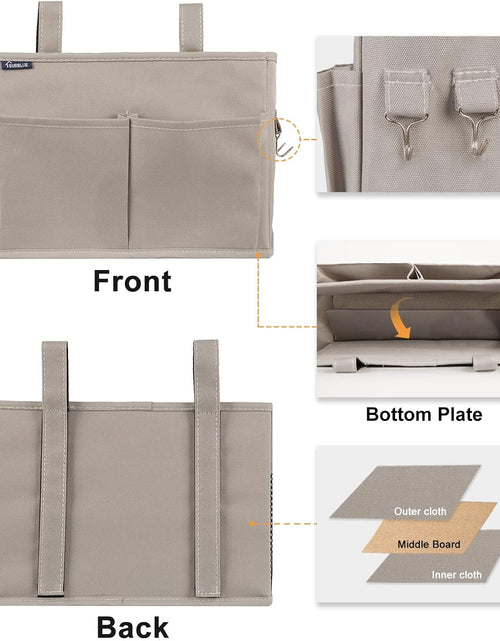 Load image into Gallery viewer, Bedside Caddy Hanging Bed Organizer Storage Bag Pocket for Bunk and Hospital Beds, College Dorm Rooms Baby Bed Rails (Small, Gray)
