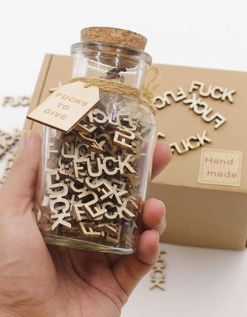 Load image into Gallery viewer, Jar of Fucks (5oz) - Gift Jar, Wooden Cutout Letter Piece, Bad Mood Vent, Spoof Birthday, Holiday Gift to Friend - Funny Gift for Valentine&#39;s Day
