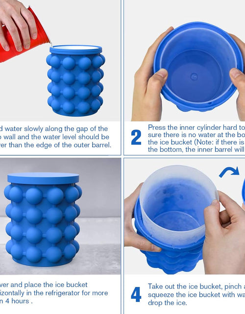Load image into Gallery viewer, Ice Cube Mold Ice Trays, Large Silicone Ice Bucket, (2 in 1) Ice Cube Maker, Round,Portable (Dark blue)
