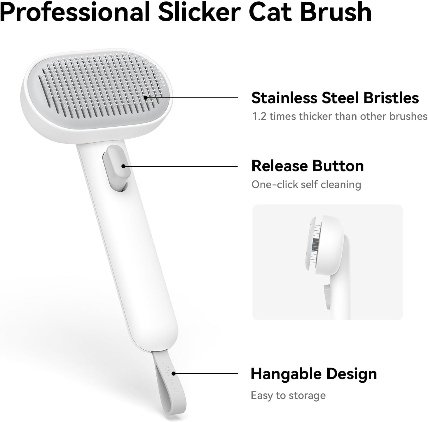 Cat Brush with Release Button, Cat Brushes for Indoor Cats Shedding, Removes Loose Fur
